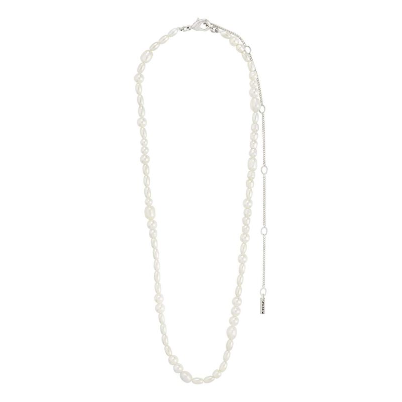 Pilgrim Elliana White Necklace - Silver Plated image number 1